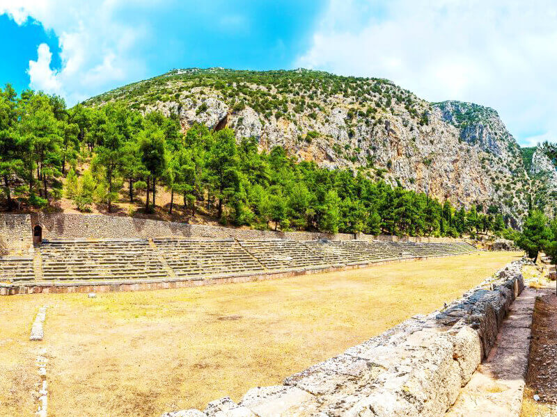 Ancient Delphi - stadium - Mythical Greece