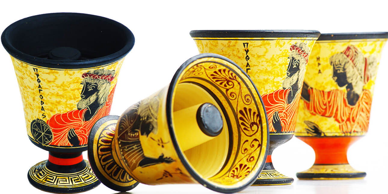 Pythagoras Coppa Del Malocchio - Tazza Di Pitagora In Ceramica - Nave Trireme, Set Da 2